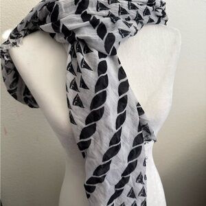 Black and Grey Nautical Patterned Scarf 74” x 30” Baja Republic Cotton